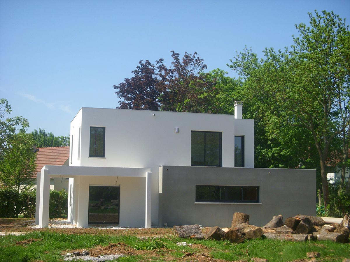Maison cube toit terrasse Ile de France