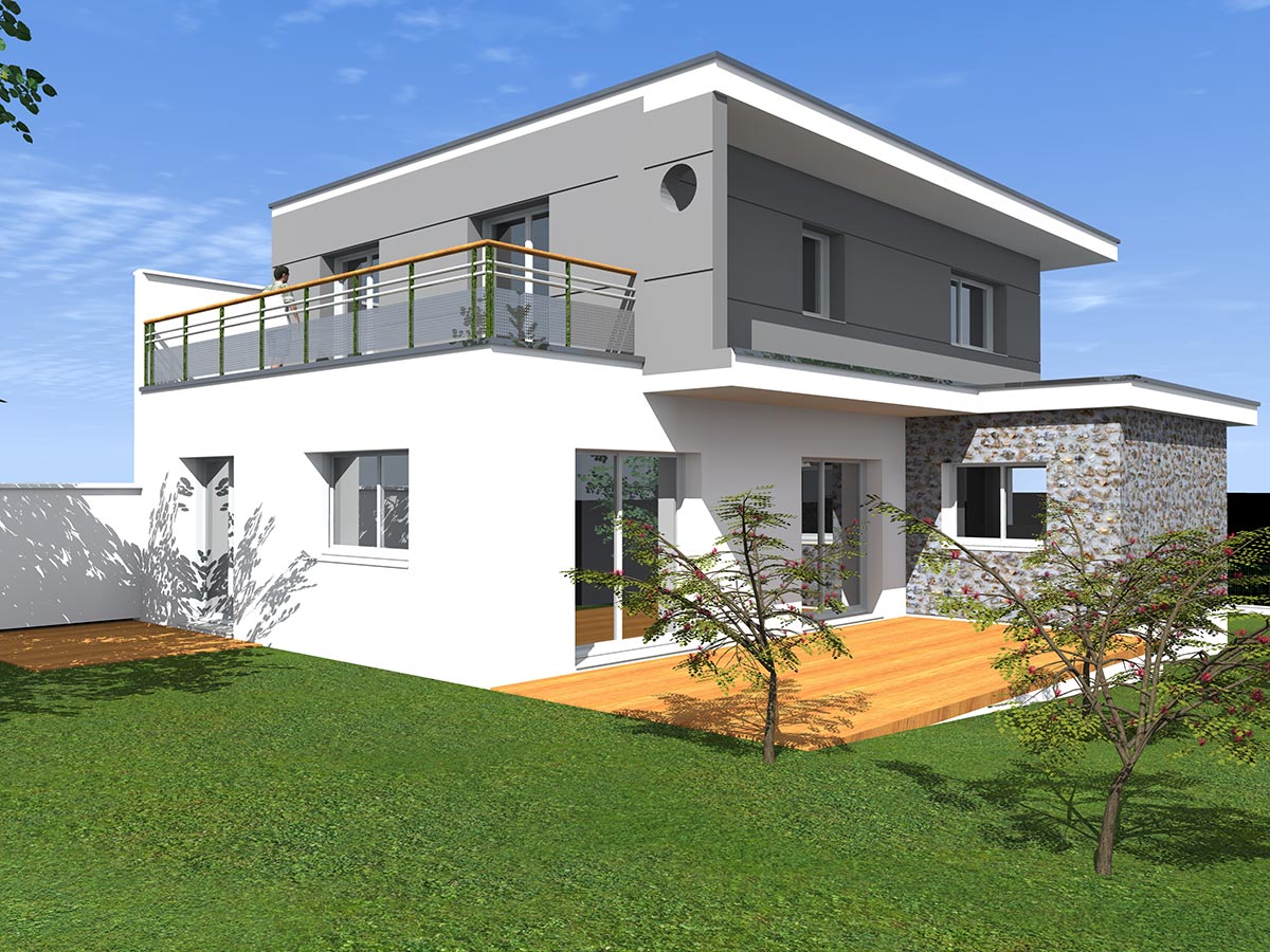 Projet maison toit terrasse, maison en 3D, Val de Marne 94